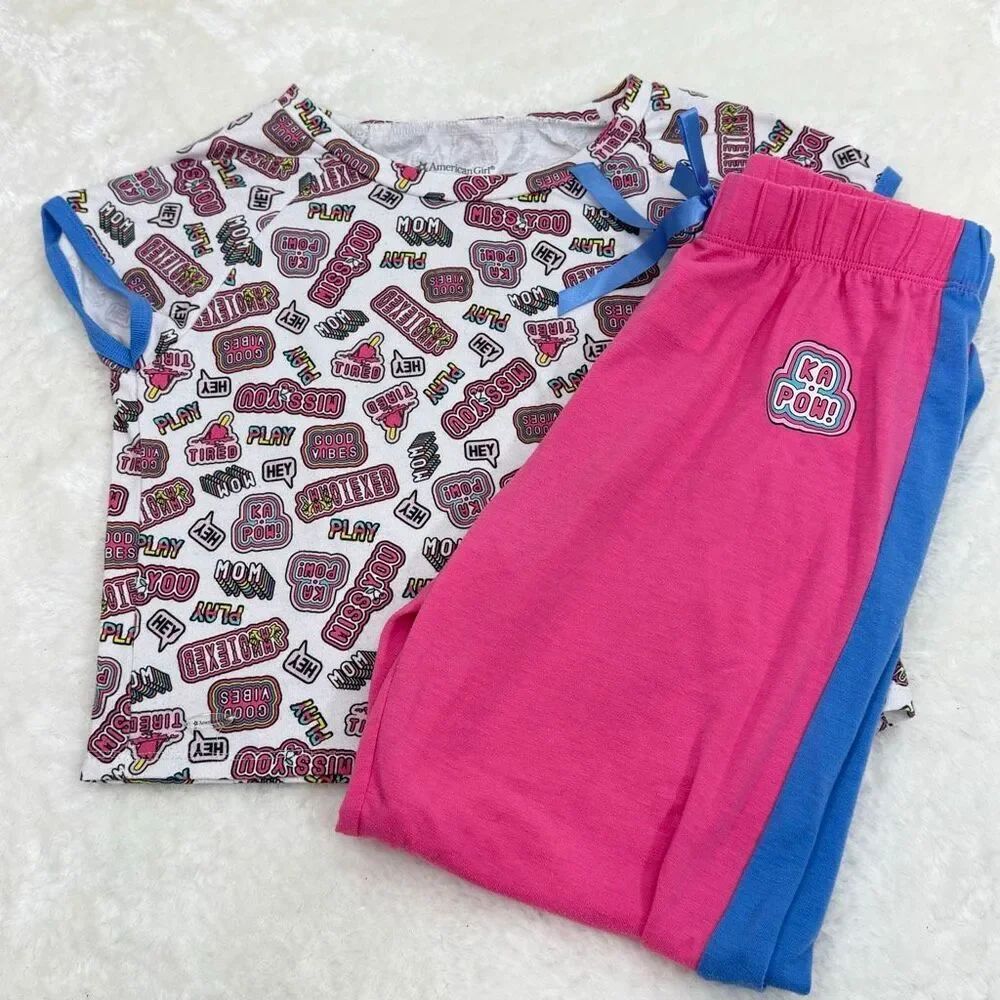 American Girl Talk All Night Pajama Set Short Sleeve T & Joggers - Big Kids US M